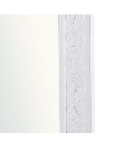 Grand miroir rectangulaire à moulures blanc grisé, 90x180 cm