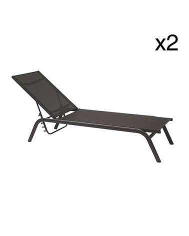 Lot de 2 chaises longues pliables noires