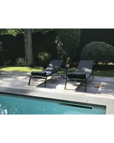 Lot de 2 chaises longues pliables noires