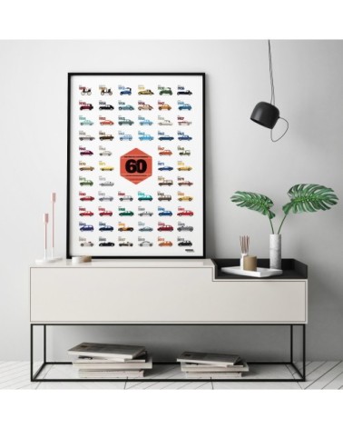 Affiche d'art collection des voitures mythiques 50 X 70 cm