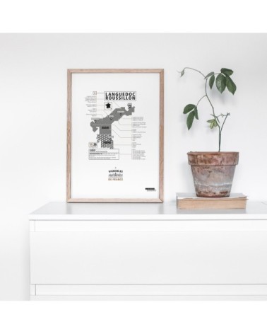 Affiche d'art vignoble du Languedoc-Roussillon 30 X 40 cm