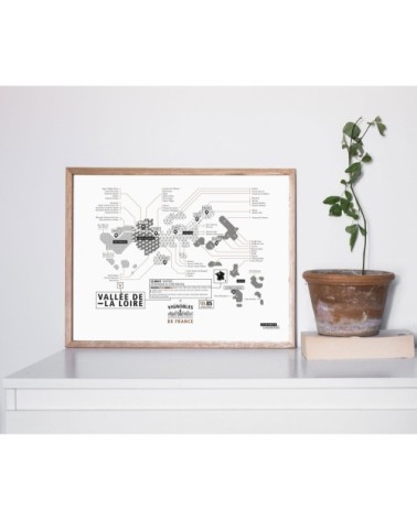 Affiche d'art vignoble de la vallée de la Loire 30 X 40 cm