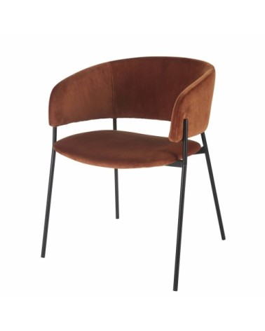 Fauteuil de table en velours orange écureuil