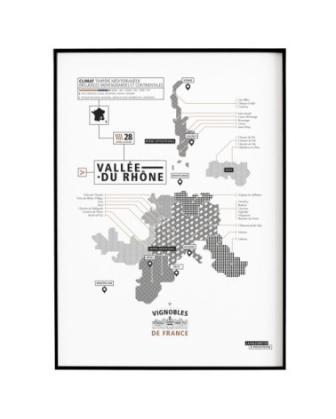 Affiche d'art vignoble de la vallée du Rhône 30 X 40 cm