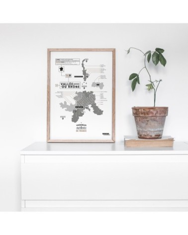 Affiche d'art vignoble de la vallée du Rhône 30 X 40 cm