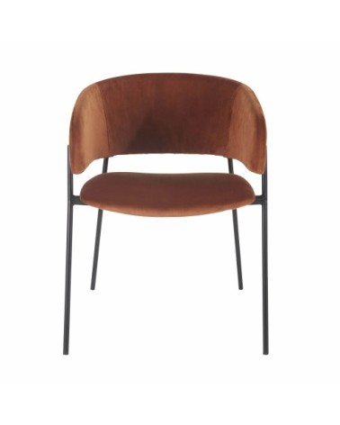 Fauteuil de table en velours orange écureuil