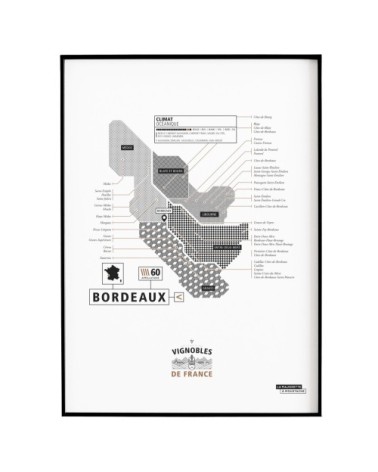 Affiche d'art vignoble de Bordeaux 30 X 40 cm