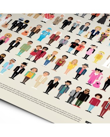 Affiche d'art vestiaire musical de la variété française 50 X 70 cm