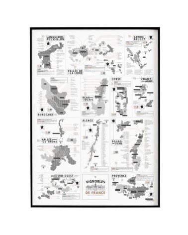 Affiche d'art vignobles français 50 X 70 cm