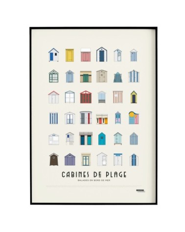Affiche d'art cabines de plage 50 X 70 cm
