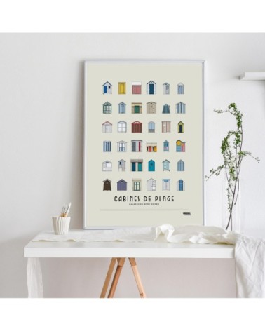 Affiche d'art cabines de plage 50 X 70 cm