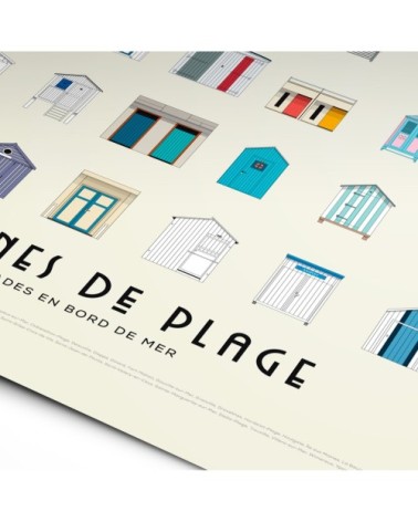 Affiche d'art cabines de plage 50 X 70 cm