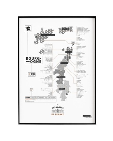 Affiche d'art vignoble de Bourgogne 30 X 40 cm