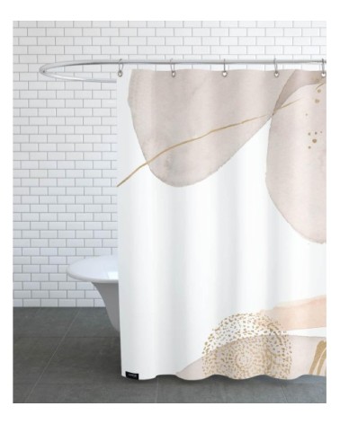 Rideau de douche en polyester en blanc ivoire & rose 150x200