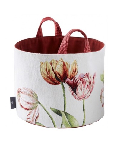 Panier tulipes tissé blanc 25x28