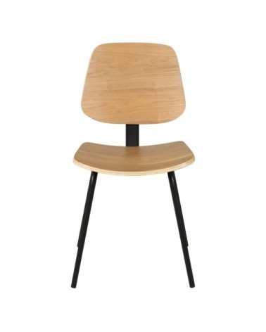 Chaise bois plaqué frêne naturel et métal