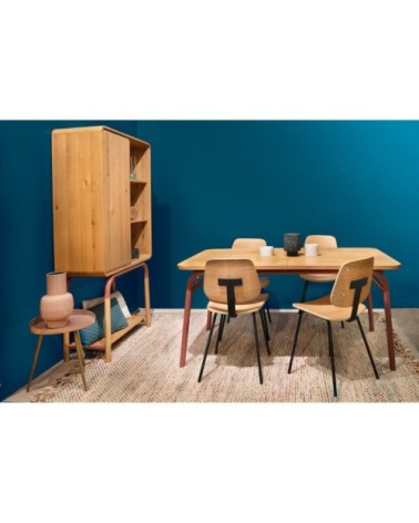 Chaise bois plaqué frêne naturel et métal