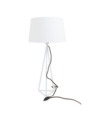 Lampe à poser métal et tissu blanc