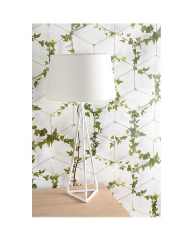 Lampe à poser métal et tissu blanc