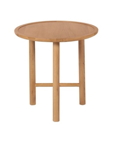 Bout de canapé rond en chêne naturel trépied