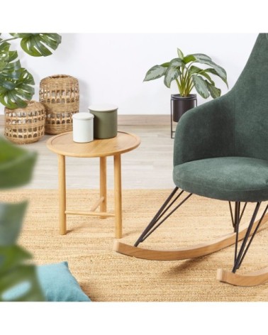 Bout de canapé rond en chêne naturel trépied