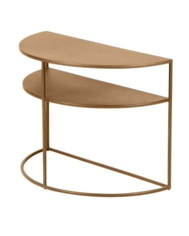 Bout de canapé métal doré laiton antique en demi cercle