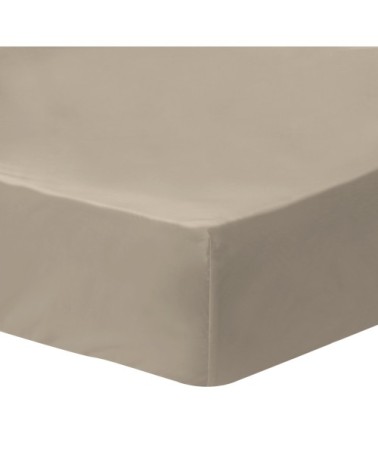 Drap-housse uni percale BIO Taupe 140x190/200cm - Bonnet 30cm