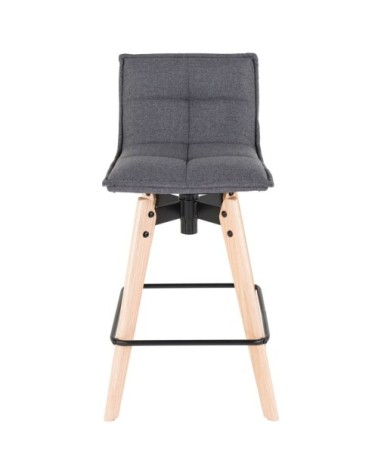 Chaise snack grise en tissu piétement chêne massif