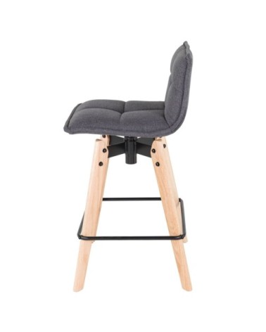 Chaise snack grise en tissu piétement chêne massif