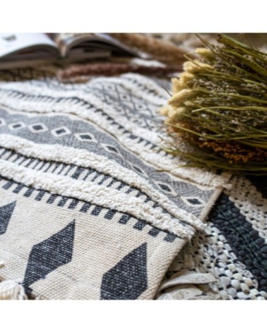 Tapis en coton noir et écru 80x60