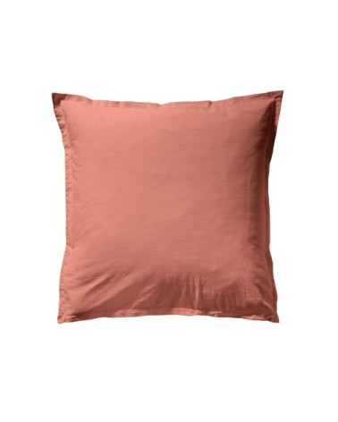Taie d'oreiller unie en coton lavé Terracotta 65x65