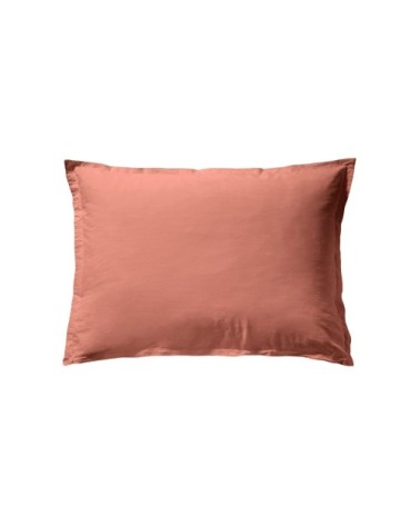 Taie d'oreiller unie en coton lavé Terracotta 50x70