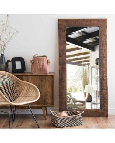 Grand miroir rectangulaire en bois de pin, 80x165 cm