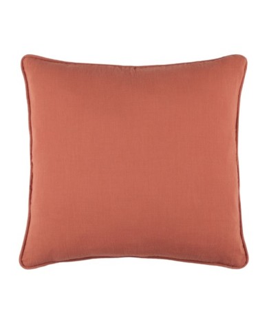 Coussin windsor passepoilé uni coton terracotta 45 x 45