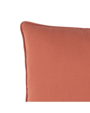Coussin windsor passepoilé uni coton terracotta 45 x 45
