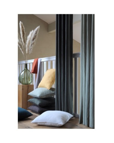 Coussin windsor passepoilé uni coton terracotta 45 x 45