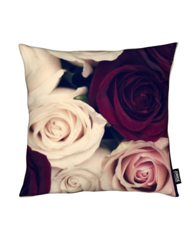 Coussin en microfibre en blanc ivoire & rouge 30x30