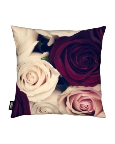 Coussin en microfibre en blanc ivoire & rouge 30x30