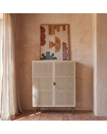 Armoire 2 portes cannage en rotin L90