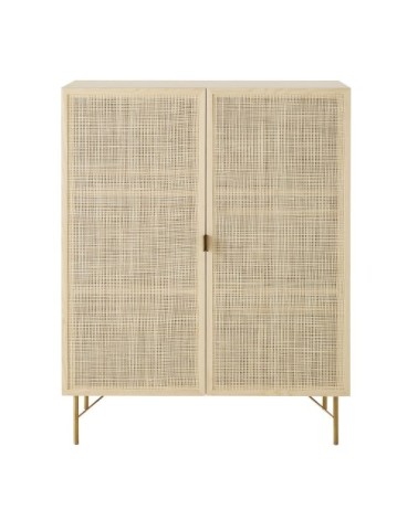 Armoire 2 portes cannage en rotin L90