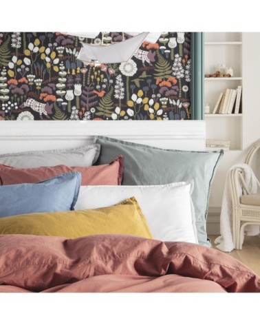 Housse de couette unie en coton lavé Terracotta 260x240