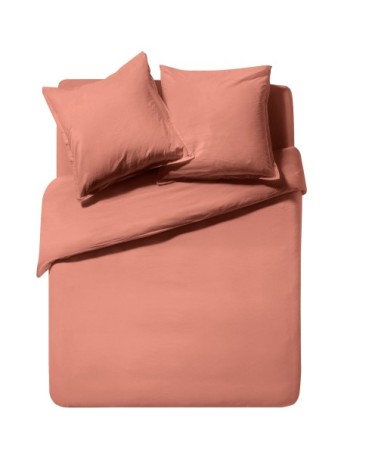Housse de couette unie en coton lavé Terracotta 200x200