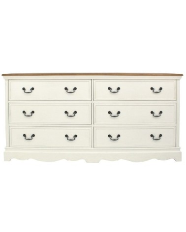 Commode double 6 tiroirs crème L175