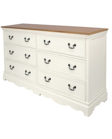 Commode double 6 tiroirs crème L175