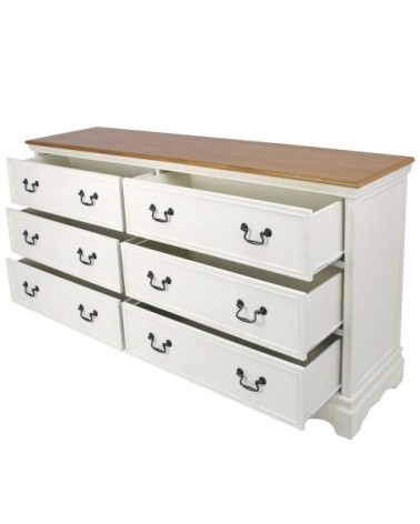 Commode double 6 tiroirs crème L175