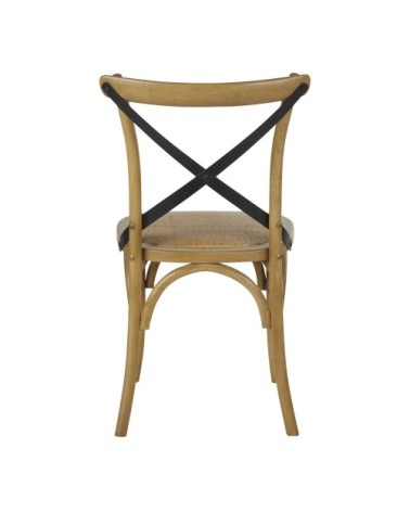 Chaise bistrot foncé rotin et acier noir