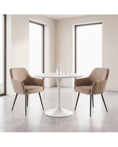 Table à manger ronde blanche 4/5 personnes D100