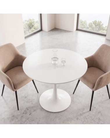 Table à manger ronde blanche 4/5 personnes D100