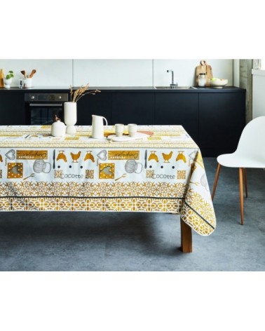 Nappe en coton enduit PVC moutarde 160x300 cm