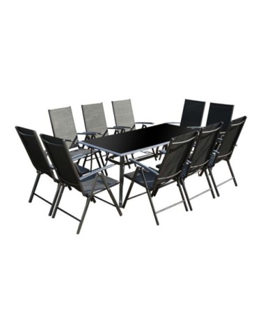 Table de jardin et 10 chaises en aluminium